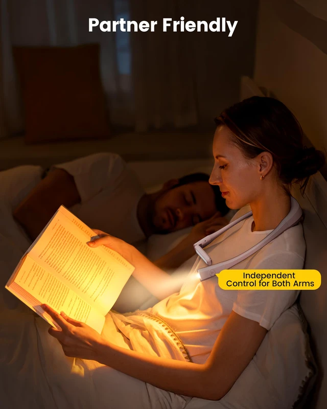 Alt view image 6 of 7 - Bendable Neck Light, 100 Hours Reading Light for Book Lover Gifts Hands-Free, Knitting, Crafting, Repairing, 5-Color, Stepless Dimming, Ergonomic, Rechargeable, Eye Care, Sleep Aid, Traveling