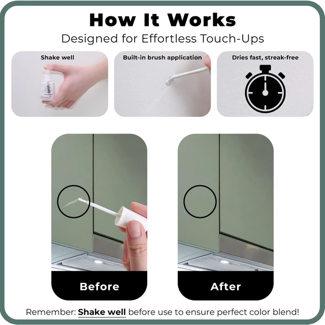 Alt view image 6 of 7 - Touch-Up Paint | Matte Finish for Cabinets, Walls, Doors & Furniture | Multi-Tone Green Repair Kit | Quick-Dry, Self-Priming, Low-Odor, Eco-Friendly | No-Sanding or Primer Needed | 3 Pack