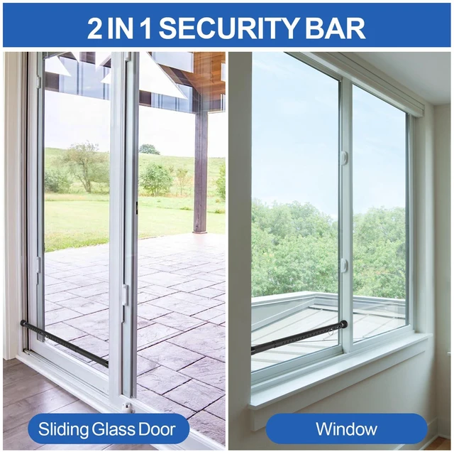 Alt view image 2 of 7 - Sliding Door Security Bar, 17-50 inches Window Security Bar with Rubber Tips, Sliding Door Lock Bars for Window Safety Bars Home Apartment Safety, Home Apartment Patio Heavy Duty Interior