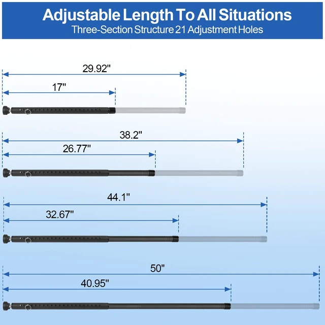 Alt view image 4 of 7 - Sliding Door Security Bar, 17-50 inches Window Security Bar with Rubber Tips, Sliding Door Lock Bars for Window Safety Bars Home Apartment Safety, Home Apartment Patio Heavy Duty Interior