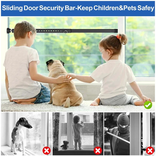 Alt view image 6 of 7 - Sliding Door Security Bar, 17-50 inches Window Security Bar with Rubber Tips, Sliding Door Lock Bars for Window Safety Bars Home Apartment Safety, Home Apartment Patio Heavy Duty Interior