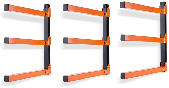 Main image of Wall Mount Wood Organizer and Lumber Storage Rack with 3-Level Garage Metal Wood Storage Rack for Indoor & Outdoor Use, Orange 3 Pack