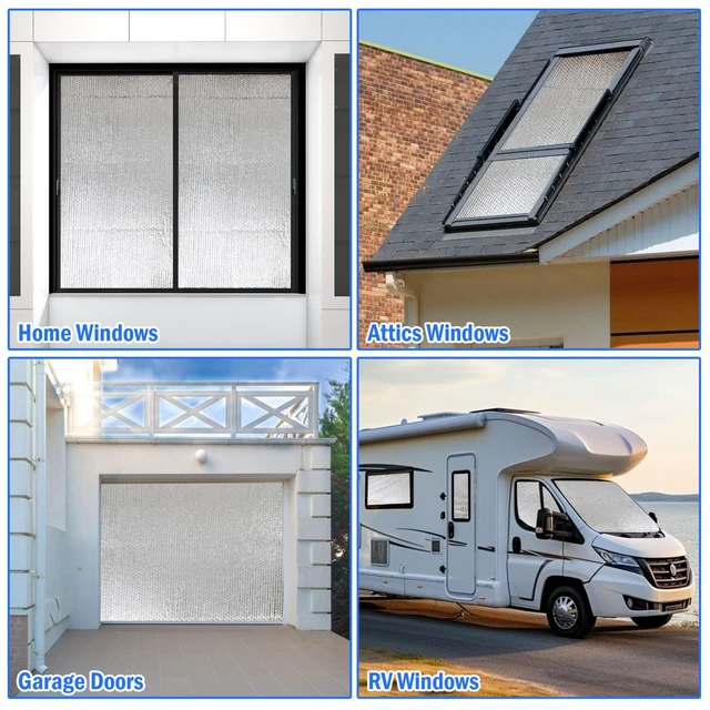 Alt view image 4 of 6 - Double Reflective Insulation RV Window Insulation for Summer Heat Reflective Window Film for Roof, Car, Garage Doors, 24 in X 10 FT