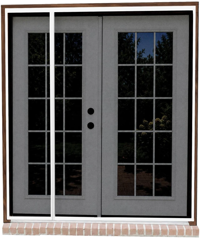 Main image of Magnetic Screen Door for French & Sliding Door, 72" x 80" White Trim, Black Mesh, Heavy Duty Fiberglass, Self Closing Magnetic Seal, Pet & Kid Friendly, Fits Standard 72" x 80" Doors
