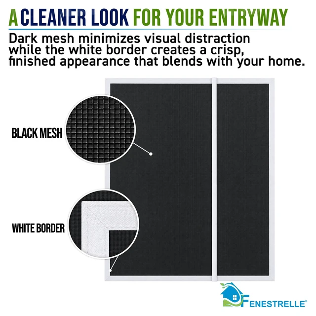Alt view image 3 of 7 - Magnetic Screen Door for French & Sliding Door, 72" x 80" White Trim, Black Mesh, Heavy Duty Fiberglass, Self Closing Magnetic Seal, Pet & Kid Friendly, Fits Standard 72" x 80" Doors