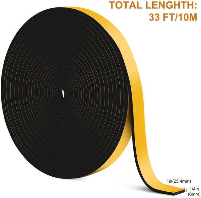 Alt view image 2 of 7 - 33Ft Door Weather Stripping, (1 in x 1/4 in), Strong Adhesive, Sound Proof, Door Insulation, Weatherproof Foam Tape for Doors, Weatherstripping for Doors Frames, Windows