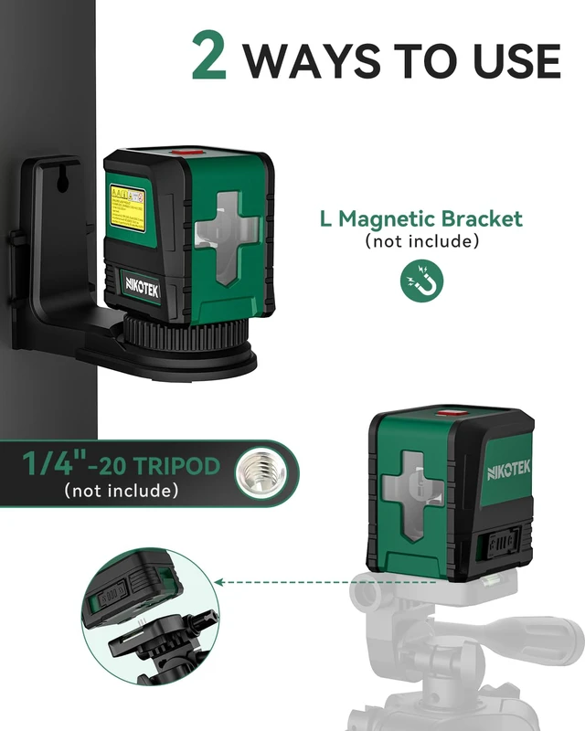 Alt view image 4 of 7 - Laser Level, Self-leveling Green Line Laser With Horizontal and Vertical Lines for Construction and Picture Hanging, Battery Included (NK02GT1)