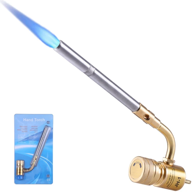 Main image of 360° Swivel Propane Torch Head, Adjustable for Soldering and Brazing High-temp stainless steel burner tube with CGA600 brass connector for MAPP gas, adjustable heat, and stable output