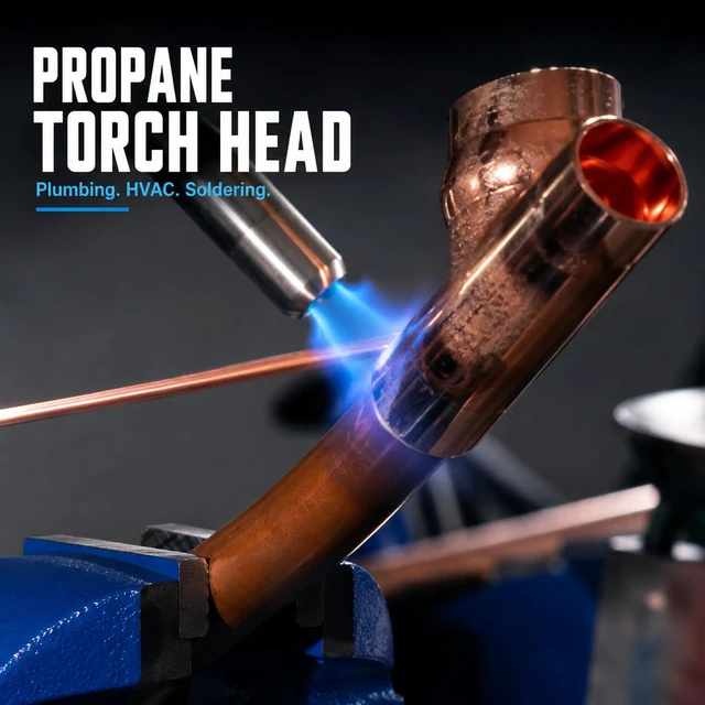 Alt view image 6 of 7 - 360° Swivel Propane Torch Head, Adjustable for Soldering and Brazing High-temp stainless steel burner tube with CGA600 brass connector for MAPP gas, adjustable heat, and stable output
