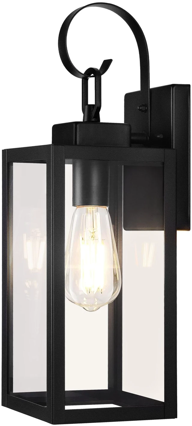 Main image of 16.5" Large Outdoor Wall Light Fixture, Modern Porch Sconce, Black Waterproof, Rust-Resistant, Durable Metal with Clear Glass, Standard E26 Socket, Easy to Install