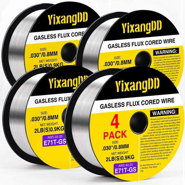 Main image of 4 Pack 030 Flux Core Welding Wire, E71T-GS Mig Welding Wire Gasless Mild Carbon Steel Mig Welding Wire, 2 Lb Flux Core Wire Compatible with Most Welder