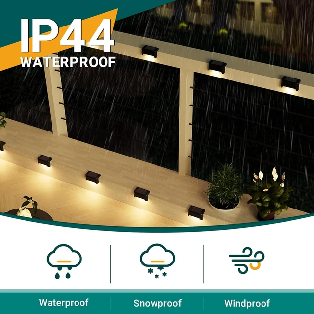 Alt view image 4 of 6 - Solar Deck Lights Outdoor Waterproof LED 12 Pack, Warm White Waterproof LED for Outdoor Stairs, Step, Fence, Yard, Patio, deck and Pathway