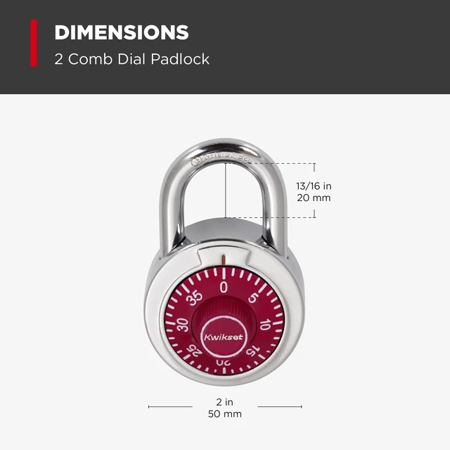 Alt view image 3 of 6 - 3-Digit Combination Dial Padlock, School Gym Locker Lock, 2 in Body, 2 Pack, Black, Red