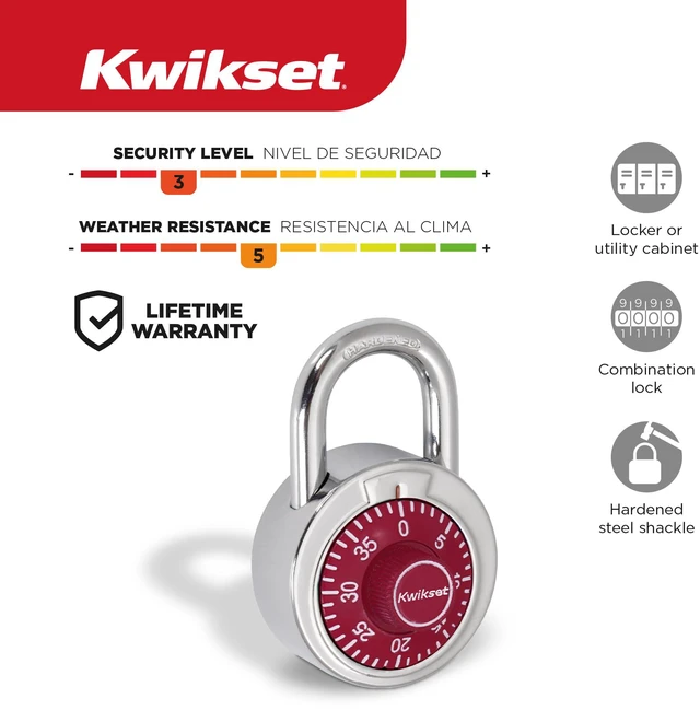 Alt view image 2 of 6 - 3-Digit Combination Dial Padlock, School Gym Locker Lock, 2 in Body, 2 Pack, Black, Red