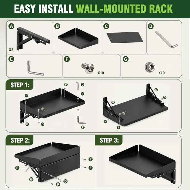 Alt view image 2 of 7 - Magnetic Folding Shelf, 40LBS Heavy Duty Magnetic Mounted Rack for Garage, Workshop, RV,Power Tools,Toolbox,1Set Storage Shelves with Lip for Workshop Kitchen Office