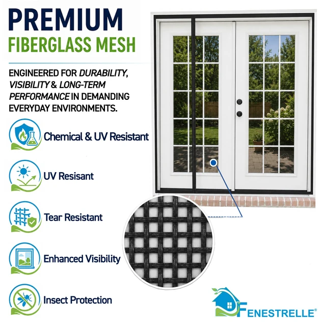 Alt view image 4 of 7 - Magnetic Screen Door for French & Sliding Door, 72" x 80" White Trim, Black Mesh, Heavy Duty Fiberglass, Self Closing Magnetic Seal, Pet & Kid Friendly, Fits Standard 72" x 80" Doors