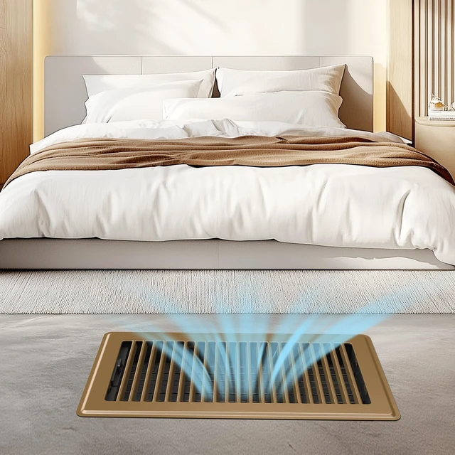 Alt view image 6 of 7 - Floor Register Fits 6x12 or 12x6 Duct Opening, 4 Pack Brown Floor Vents Heavy Duty Walkable Floor Vent Covers, Adjustable Airflow HVAC Air Vents, Steel Rust-Proof Vent Covers for Home & Office