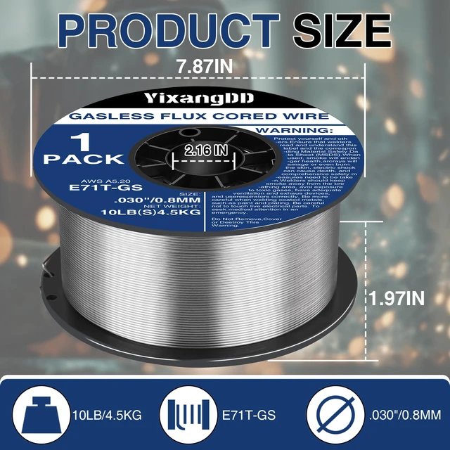 Alt view image 2 of 7 - 1 Pack 030 Flux Core Welding Wire, E71T-GS Mig Welding Wire Gasless Mild Carbon Steel Mig Welding Wire, 10 Lb Flux Core Wire Compatible with Most Welder