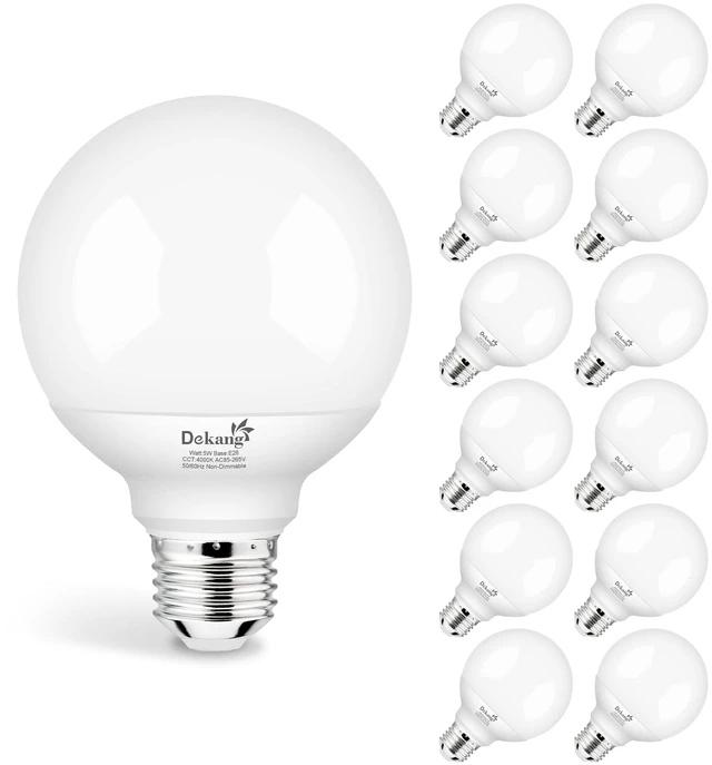 Alt view image 7 of 7 - 12 Pack LED Globe Light Bulbs 4000K Daylight E26 Base 60W Equivalent 500LM, 5W, CRI 85+, Non-dimmable Standard Base LED Globe Light bulbs for Bathroom Vanity Mirror