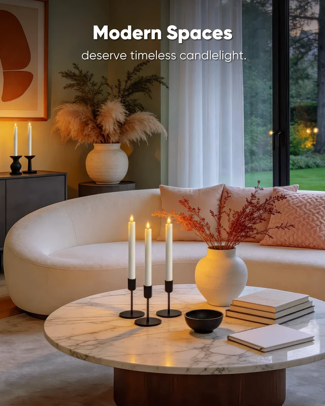 Alt view image 5 of 7 - 2 Pcs White Flameless Taper Candles with Remote and Timer, Real Wax Made 9.6" Battery Operated Candle Stick Flickering, Led Taper Candles with Lifelike Flame for Indoor Home Decor
