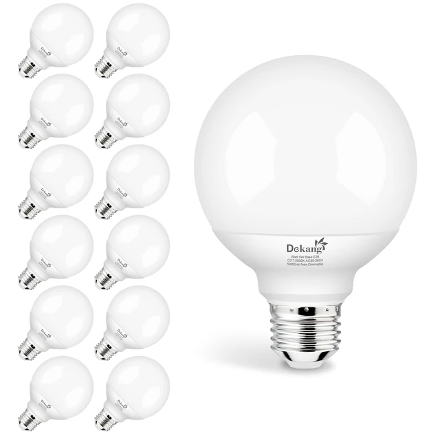 Alt view image 7 of 7 - 12 Pack LED Globe Light Bulbs 5000K Daylight E26 Base 60W Equivalent 500LM, 5W, CRI 85+, Non-dimmable Standard Base LED Globe Light bulbs for Bathroom Vanity Mirror