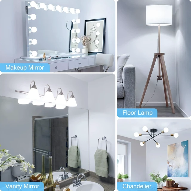 Alt view image 6 of 7 - 12 Pack LED Globe Light Bulbs 5000K Daylight E26 Base 60W Equivalent 500LM, 5W, CRI 85+, Non-dimmable Standard Base LED Globe Light bulbs for Bathroom Vanity Mirror