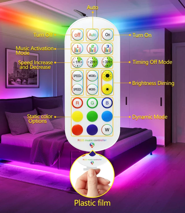 Alt view image 6 of 7 - Led Lights for Bedroom, 33ft Led Chasing Effect Dream ICRGB Light Strip, USB Smart Light Strips APP Control Music Sync Color Changing Led Strip Lights with Remote for Home christmas Decoration