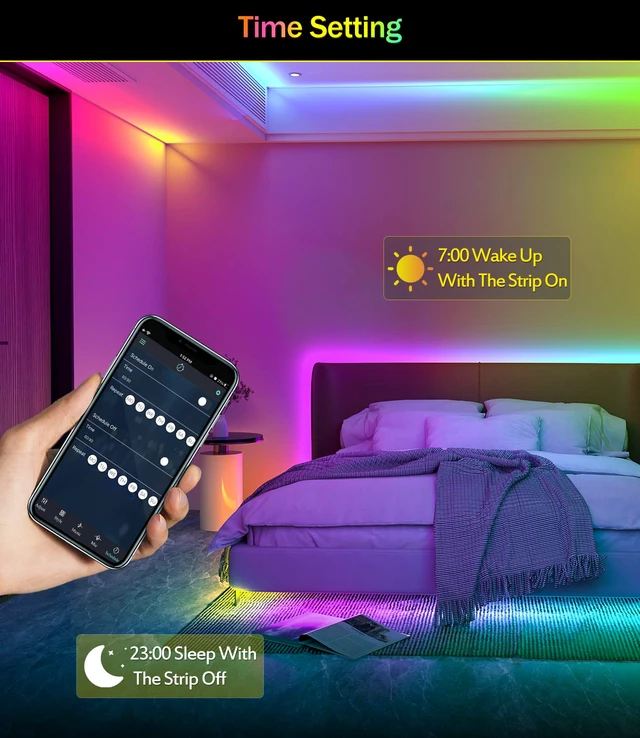 Alt view image 5 of 7 - Led Lights for Bedroom, 33ft Led Chasing Effect Dream ICRGB Light Strip, USB Smart Light Strips APP Control Music Sync Color Changing Led Strip Lights with Remote for Home christmas Decoration