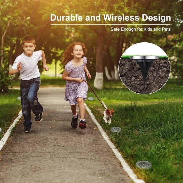Alt view image 6 of 7 - Solar Ground Lights Outdoor, 12 Pack 8 LED Solar Disk Lights Waterproof Garden In-ground Pathway Light Landscape Lighting for Lawn,Yard,Deck,Patio,Walkway (White)