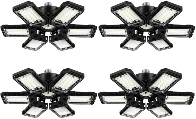 Main image of LED Garage Lights for Garage LED Bay Lighting, E26/E27, 4 Pack 6+1 Deformable Panels, Shop Barn Light Garage Ceiling Lights Bulb for Basement Warehouse Shop, 180W, 18000LM 6500K