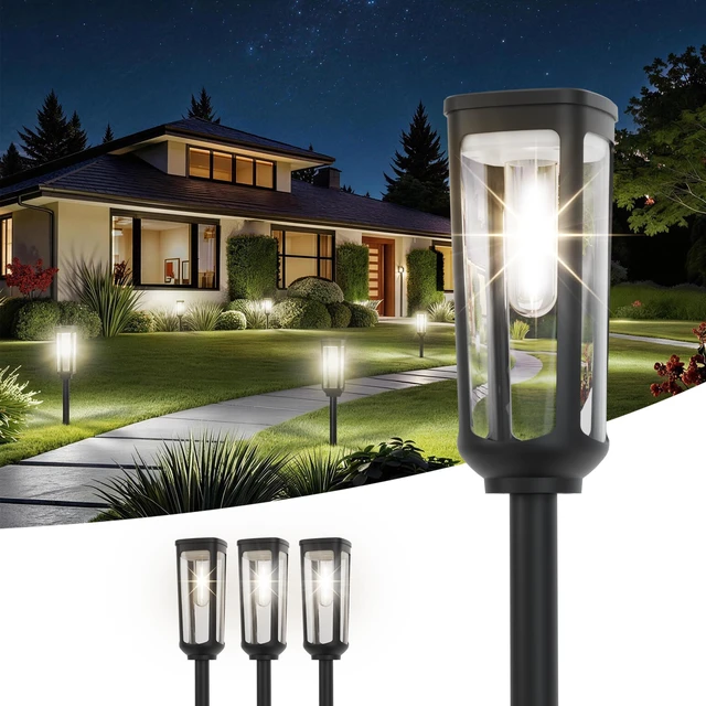 Main image of Solar Pathway Lights Outdoor Waterproof, 4 Pack Solar Walkway Lights Solar Light outdoor for Lawn Yard Garden Patio Driveway Decor Landscape, Cool White