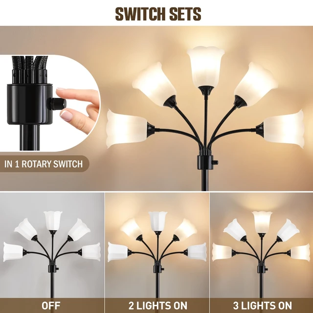 Alt view image 2 of 7 - Medusa Floor Lamp, Multi Head Modern Tall Lamp for Living Room Standing Lamps with Adjustable Gooseneck Lamps for Kids Room & Bedroom Bulb Not Included
