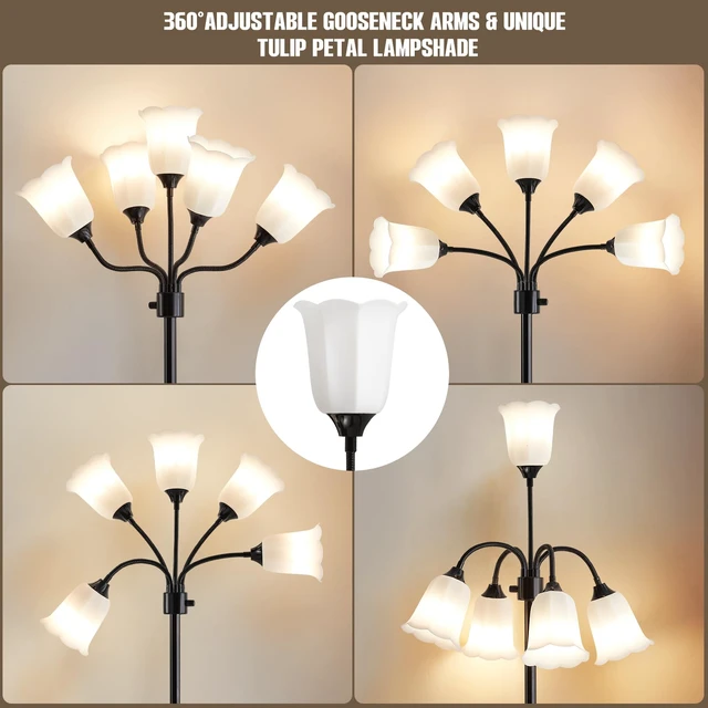 Alt view image 3 of 7 - Medusa Floor Lamp, Multi Head Modern Tall Lamp for Living Room Standing Lamps with Adjustable Gooseneck Lamps for Kids Room & Bedroom Bulb Not Included