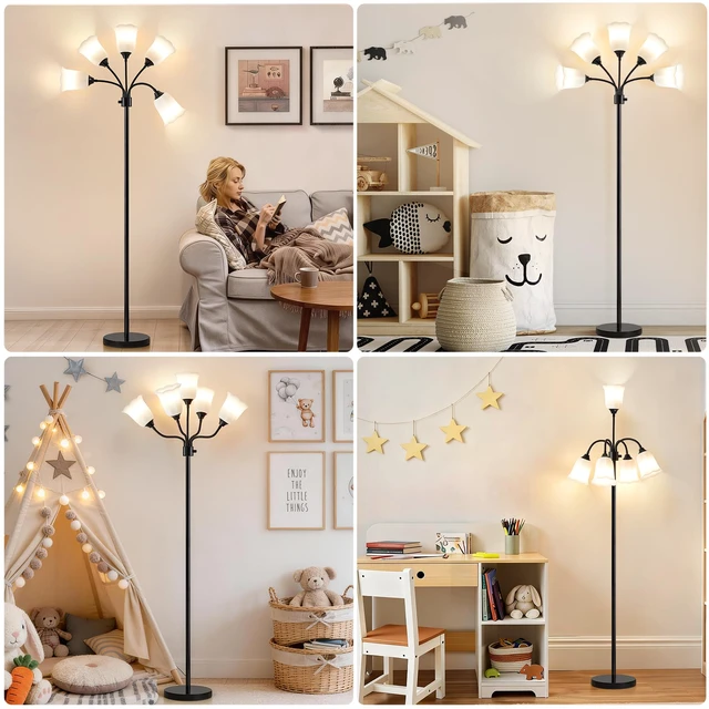 Alt view image 4 of 7 - Medusa Floor Lamp, Multi Head Modern Tall Lamp for Living Room Standing Lamps with Adjustable Gooseneck Lamps for Kids Room & Bedroom Bulb Not Included