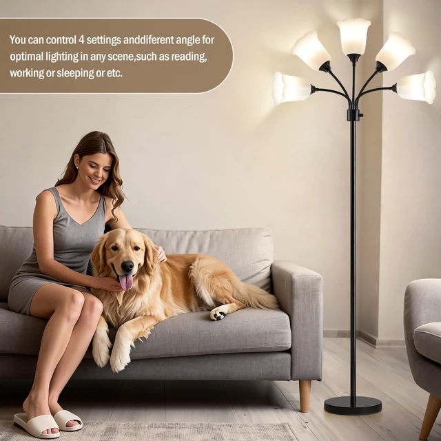 Alt view image 5 of 7 - Medusa Floor Lamp, Multi Head Modern Tall Lamp for Living Room Standing Lamps with Adjustable Gooseneck Lamps for Kids Room & Bedroom Bulb Not Included