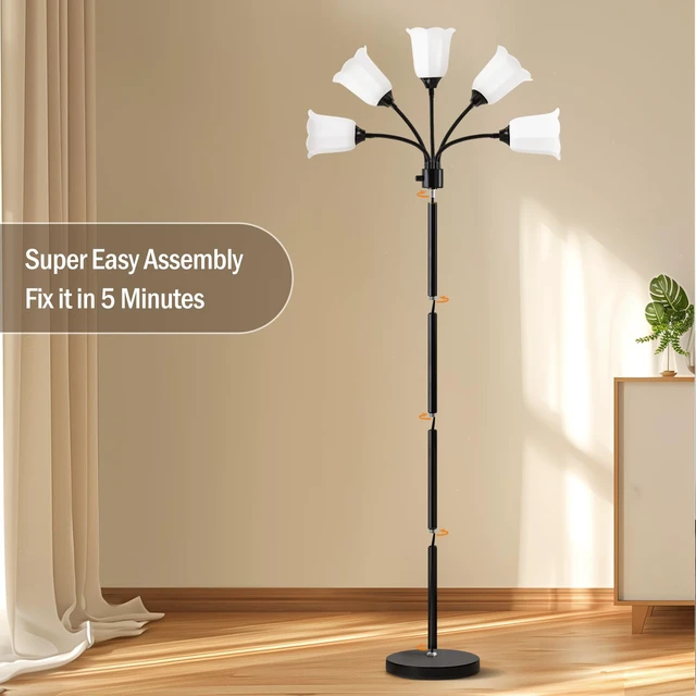 Alt view image 7 of 7 - Medusa Floor Lamp, Multi Head Modern Tall Lamp for Living Room Standing Lamps with Adjustable Gooseneck Lamps for Kids Room & Bedroom Bulb Not Included