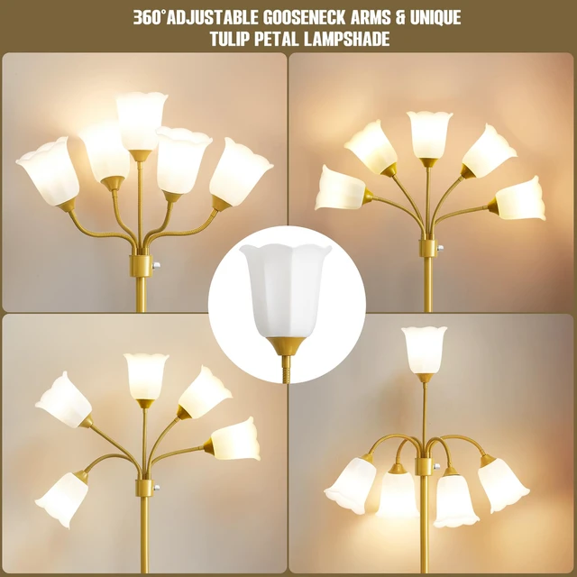 Alt view image 4 of 7 - Medusa Floor Lamp, Multi Head Modern Tall Lamp for Living Room Standing Lamps with Adjustable Gooseneck Lamps for Kids Room & Bedroom Bulb Not Included