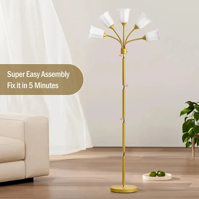 Alt view image 7 of 7 - Medusa Floor Lamp, Multi Head Modern Tall Lamp for Living Room Standing Lamps with Adjustable Gooseneck Lamps for Kids Room & Bedroom Bulb Not Included