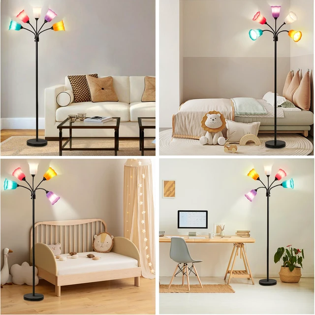 Alt view image 5 of 7 - Medusa Floor Lamp, Multi Head Modern Tall Lamp for Living Room Standing Lamps with Adjustable Gooseneck Lamps for Kids Room & Bedroom Bulb Not Included