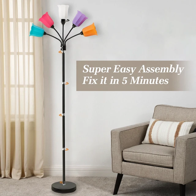 Alt view image 7 of 7 - Medusa Floor Lamp, Multi Head Modern Tall Lamp for Living Room Standing Lamps with Adjustable Gooseneck Lamps for Kids Room & Bedroom Bulb Not Included
