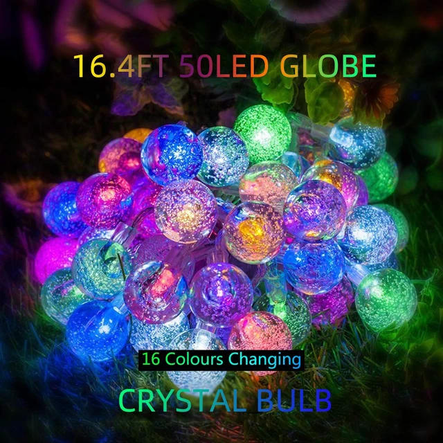 Alt view image 2 of 7 - 16.4ft 50LED Battery Operated Fairy Light with Remote Color Changing Outdoor String Lights Waterproof Indoor Outdoor Hanging Globe Decorative Christmas for Patio Gazebo Bistro Garden Balcony