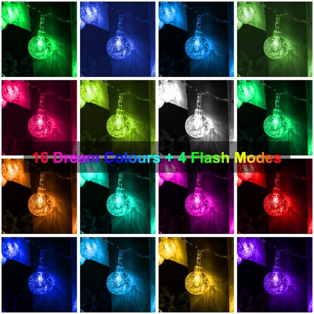 Alt view image 4 of 7 - 16.4ft 50LED Battery Operated Fairy Light with Remote Color Changing Outdoor String Lights Waterproof Indoor Outdoor Hanging Globe Decorative Christmas for Patio Gazebo Bistro Garden Balcony