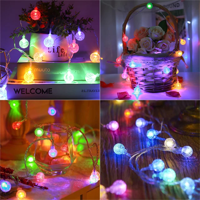 Alt view image 5 of 7 - 16.4ft 50LED Battery Operated Fairy Light with Remote Color Changing Outdoor String Lights Waterproof Indoor Outdoor Hanging Globe Decorative Christmas for Patio Gazebo Bistro Garden Balcony