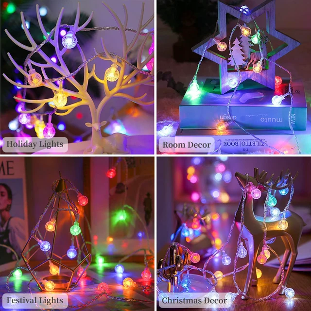 Alt view image 6 of 7 - 16.4ft 50LED Battery Operated Fairy Light with Remote Color Changing Outdoor String Lights Waterproof Indoor Outdoor Hanging Globe Decorative Christmas for Patio Gazebo Bistro Garden Balcony