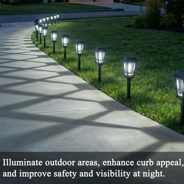 Alt view image 5 of 7 - 12 Pack Solar Lights Outdoor Pathway, Modern Solar Garden Lights, Waterproof Auto On/Off LED Outdoor Solar Lights for Yard, Landscape Path, Walkway, Driveway Décor
