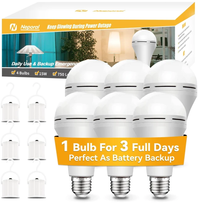 Main image of LITE PRO Battery Backup Light Bulbs, 2600mAh Rechargeable Light Bulbs, Perfect As Emergency Lights for Home Power Failure, Hurricane Prepareness Item, E26/E27