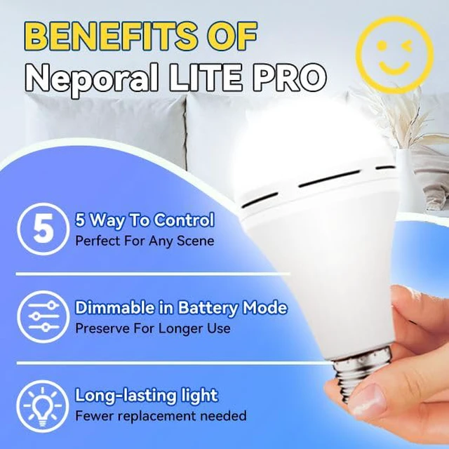 Alt view image 3 of 7 - LITE PRO Battery Backup Light Bulbs, 2600mAh Rechargeable Light Bulbs, Perfect As Emergency Lights for Home Power Failure, Hurricane Prepareness Item, E26/E27
