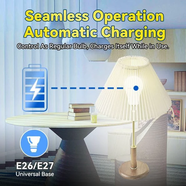Alt view image 5 of 7 - LITE PRO Battery Backup Light Bulbs, 2600mAh Rechargeable Light Bulbs, Perfect As Emergency Lights for Home Power Failure, Hurricane Prepareness Item, E26/E27