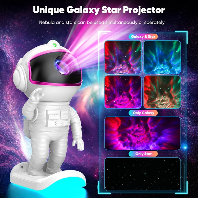 Alt view image 3 of 7 - Galaxy Projector for Bedroom, Star Projector Night Light for Kids Astronaut Projector with Timer & Remote Control, Teen Girls Gifts, Room Decor for Adults, Kids, Christmas, Birthday (Pink)
