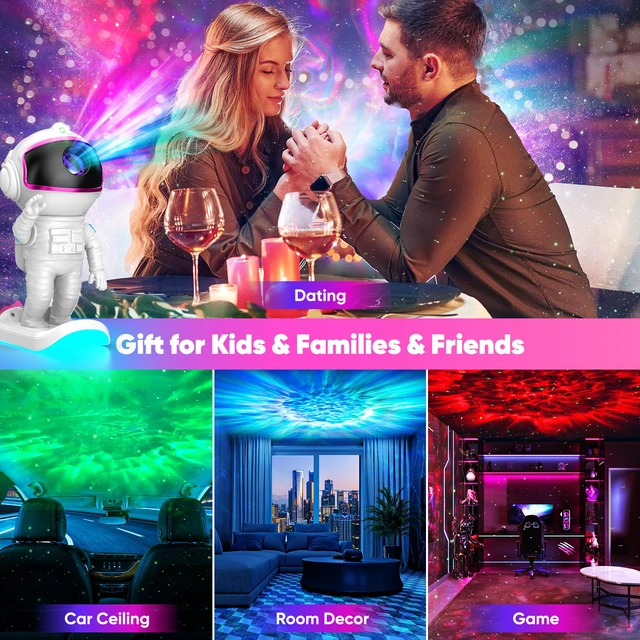 Alt view image 6 of 7 - Galaxy Projector for Bedroom, Star Projector Night Light for Kids Astronaut Projector with Timer & Remote Control, Teen Girls Gifts, Room Decor for Adults, Kids, Christmas, Birthday (Pink)